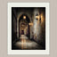 Candlelit Stone Hallway Wall Art, Gothic Corridor Print, Dark Academia Printed Artwork