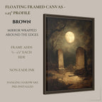 Gothic Graveyard Wall Art Print, Moonlit Cemetery Landscape, Dark Academia Tombstone Decor Artwork