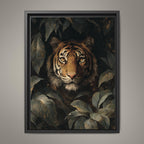 Tiger Wall Art Print, Moody Jungle Wildlife Portrait, Masculine Dark Academia Decor Artwork