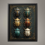 Beetle Specimen Board Wall Art Print, Victorian Insect Decor, Curiosity Cabinet Artwork, Entomology Painting