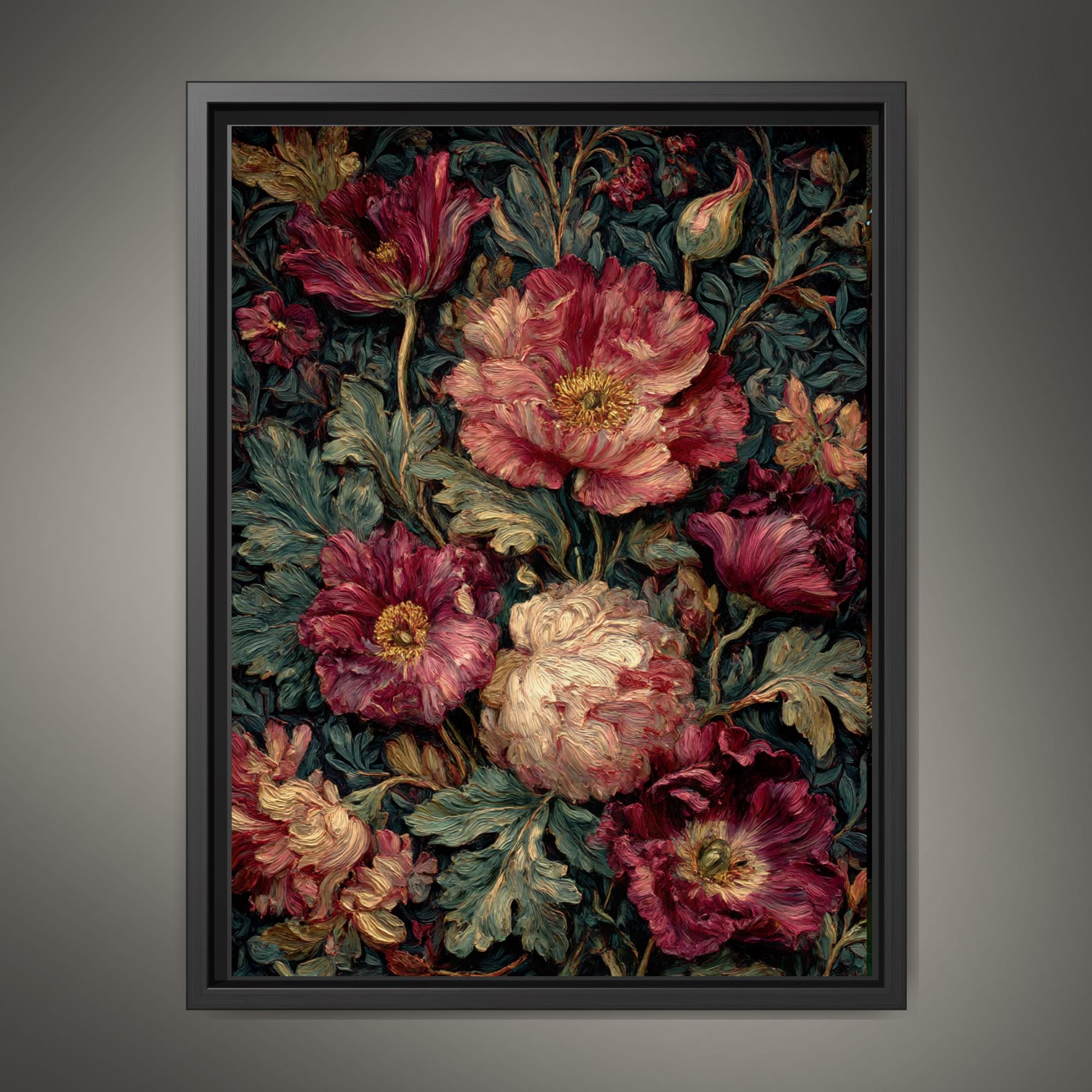 Floral Wall Art Moody Flowers Botanical Blooms and Buds Cottagecore Painting Main image