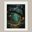 Enchanted Forest Wall Art Print, Teal Fairy Lantern Woodland Decor, Magical Dark Academia Artwork