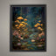 Whimsical Mushroom Forest Wall Art Print, Enchanted Woodland Fireflies Pond, Moonlit Fairycore Artwork Decor