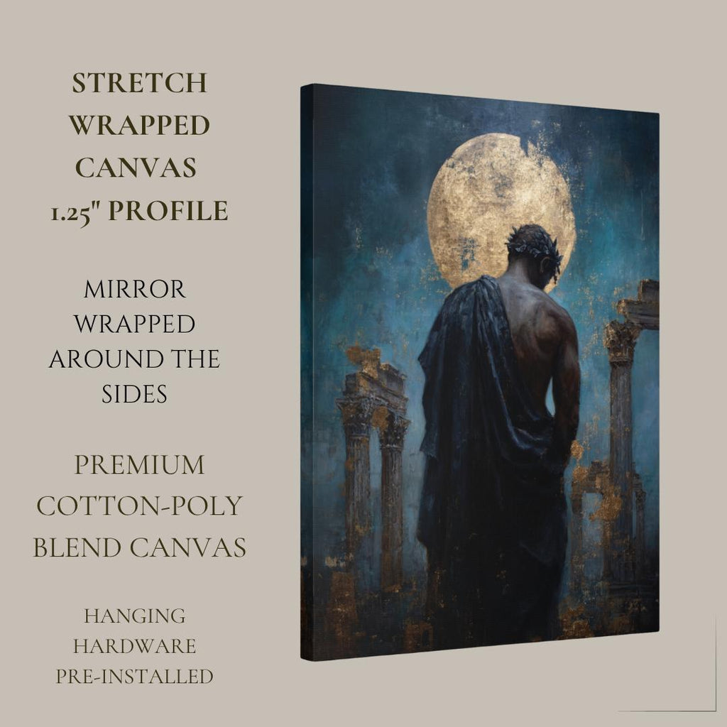 Greek God Wall Art Print, Celestial Mythology Painting, Dark Academia Moon Decor Artwork