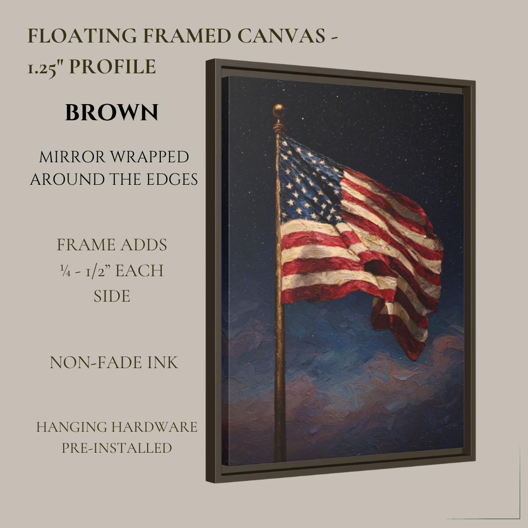 American Flag Under Starlit Sky Patriotic Wall Art Print Celestial Night Skies Artwork