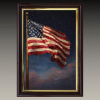 American Flag Under Starlit Sky Patriotic Wall Art Print Celestial Night Skies Artwork
