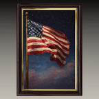 American Flag Under Starlit Sky Patriotic Wall Art Print Celestial Night Skies Artwork