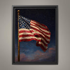 American Flag Under Starlit Sky Patriotic Wall Art Print Celestial Night Skies Artwork