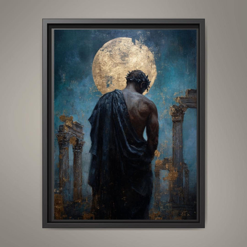 Greek God Wall Art Print, Celestial Mythology Painting, Dark Academia Moon Decor Artwork