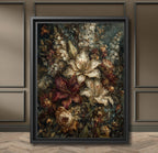 Dark Floral Lily Print Botanical Wall Art Flower Still Life Painting