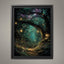 Enchanted Forest Wall Art Print, Teal Fairy Lantern Woodland Decor, Magical Dark Academia Artwork