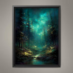 Enchanted Fir Tree Pine Forest Wall Art, Fantasy Woodland Path Print, Dark Academia Artwork