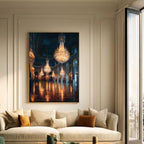 Grand Chandelier Ballroom Wall Art, Luxury European Palace Interior Dark Moody Printed Wallart