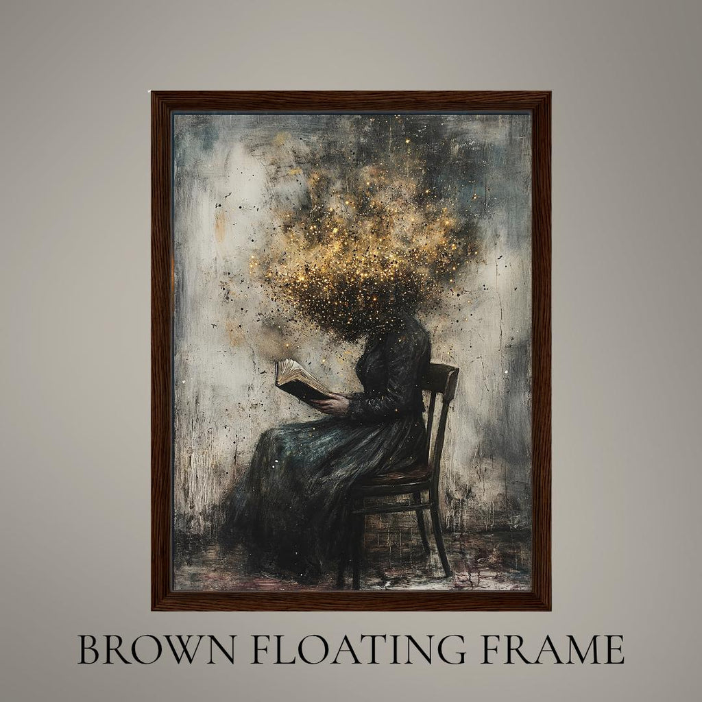 Seated Victorian Woman Reading Wallart Print, Head in Cloud of Bees Painting