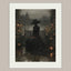 Victorian Widow in Black Lace by Misty Gothic Lake Castle Wall Art Print