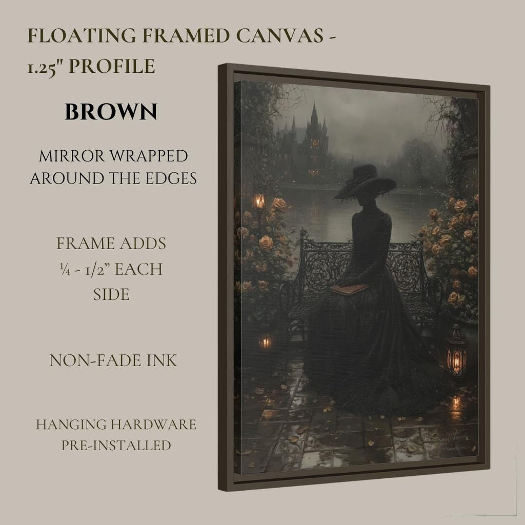Victorian Widow in Black Lace by Misty Gothic Lake Castle Wall Art Print