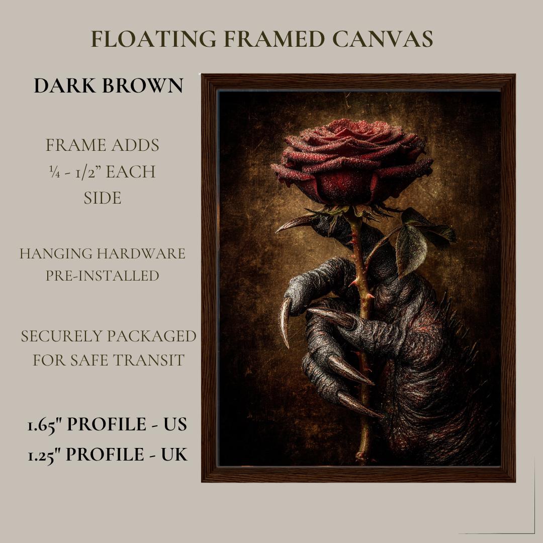Crimson Rose and Devil Claw Romantasy Wall Art Print, Witchy Occult Artwork Decor