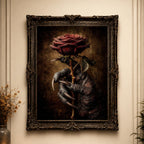 Crimson Rose and Devil Claw Romantasy Wall Art Print, Witchy Occult Artwork Decor
