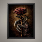 Crimson Rose and Devil Claw Romantasy Wall Art Print, Witchy Occult Artwork Decor