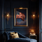 American Flag Under Starlit Sky Patriotic Wall Art Print Celestial Night Skies Artwork
