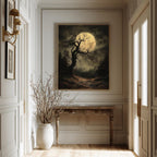 Gothic Full Moon Forest Wall Art Print, Spooky Tree Silhouette Haunted Woodland Decor