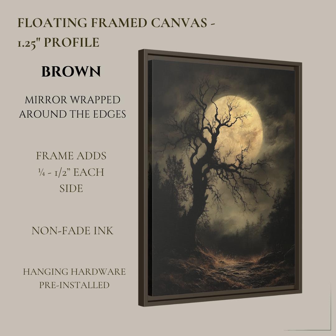 Gothic Full Moon Forest Wall Art Print, Spooky Tree Silhouette Haunted Woodland Decor
