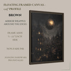 Gothic City Wall Art Print, Dark Academia Full Moon Fantasy Decor, Celestial Nightscape