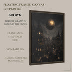 Gothic City Wall Art Print, Dark Academia Full Moon Fantasy Decor, Celestial Nightscape