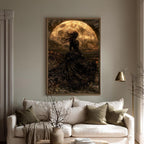 Witch Moon Wall Art Print Gothic Large Golden Moon Dark Academia Celestial Decor