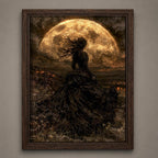 Witch Moon Wall Art Print Gothic Large Golden Moon Dark Academia Celestial Decor