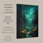 Enchanted Fir Tree Pine Forest Wall Art, Fantasy Woodland Path Print, Dark Academia Artwork
