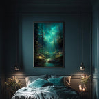 Enchanted Fir Tree Pine Forest Wall Art, Fantasy Woodland Path Print, Dark Academia Artwork