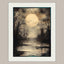 Moonlit Swamp Full Moon Wall Art Print, Gothic Trees Landscape Artwork, Dark Academia Decor