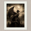 Black Dragon Wall Art, Serpent Fantasy Decor, Dark Academia Print, Medieval Castle Silhouette Artwork