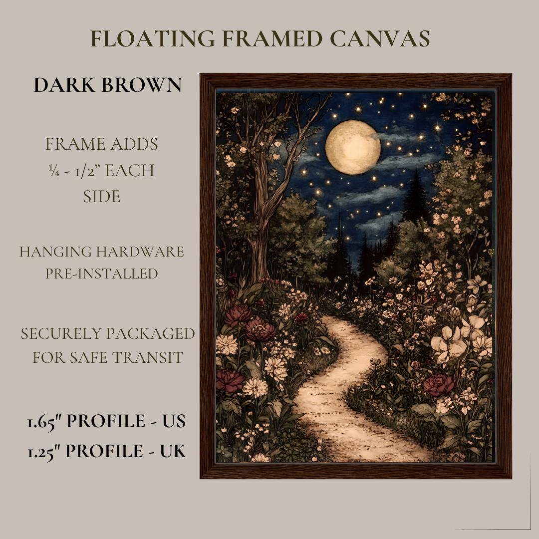 Celestial William Morris Inspired Woodland Print Moonlit Garden Path Nature Illustration