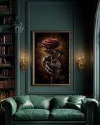Crimson Rose and Devil Claw Romantasy Wall Art Print, Witchy Occult Artwork Decor
