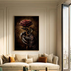 Crimson Rose and Devil Claw Romantasy Wall Art Print, Witchy Occult Artwork Decor