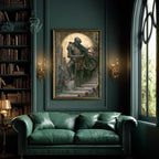 Moon Knight Wall Art, Gothic Medieval Knight Print, Dark Academia Castle Moody Decor