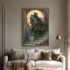 Moon Knight Wall Art, Gothic Medieval Knight Print, Dark Academia Castle Moody Decor