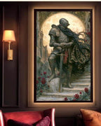 Moon Knight Wall Art, Gothic Medieval Knight Print, Dark Academia Castle Moody Decor