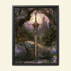 Fantasy Sword Wall Art, Medieval Castle Decor, Gothic Knight Artwork, Dark Academia Print