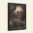 Fantasy Sword Wall Art, Medieval Castle Decor, Gothic Knight Artwork, Dark Academia Print