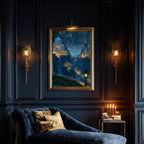 Moonlit Celestial City Wall Art, Fantasy Castle Print, Dark Academia Decor, Enchanted Romantasy Nightscape
