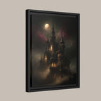 Gothic Castle in Clouds Wall Art, Dark Fantasy Moonlit Cathedral Print, Medieval Gothic Decor
