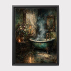 Clawfoot Tub Art Print, Dark Romantic Bathroom Candle Scene, Baroque Style