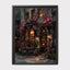 Gothic Bookstore Storefront Oil Painting Print, Dark Academia Library Old Buildings Wall Art