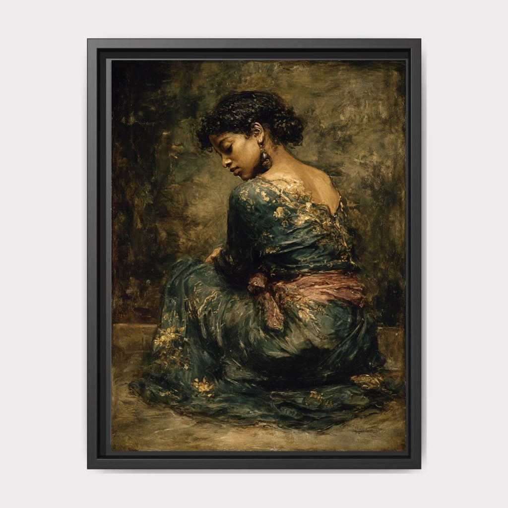 Lady in Green Dress Oil Painting Print, Woman Portrait, Fine Art Wall Decor