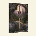 Fantasy Sword Wall Art, Medieval Castle Decor, Gothic Knight Artwork, Dark Academia Print
