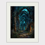 Cathedral Ruins Wall Art, Enchanted Derelict Church Print, Dark Academia Romantic Victorian Artwork