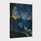 Moonlit Celestial City Wall Art, Fantasy Castle Print, Dark Academia Decor, Enchanted Romantasy Nightscape
